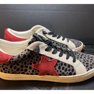 Madden Girl Womens Larrk Lace Up Sneakers Multicolor Leopard Print Low Top 6M